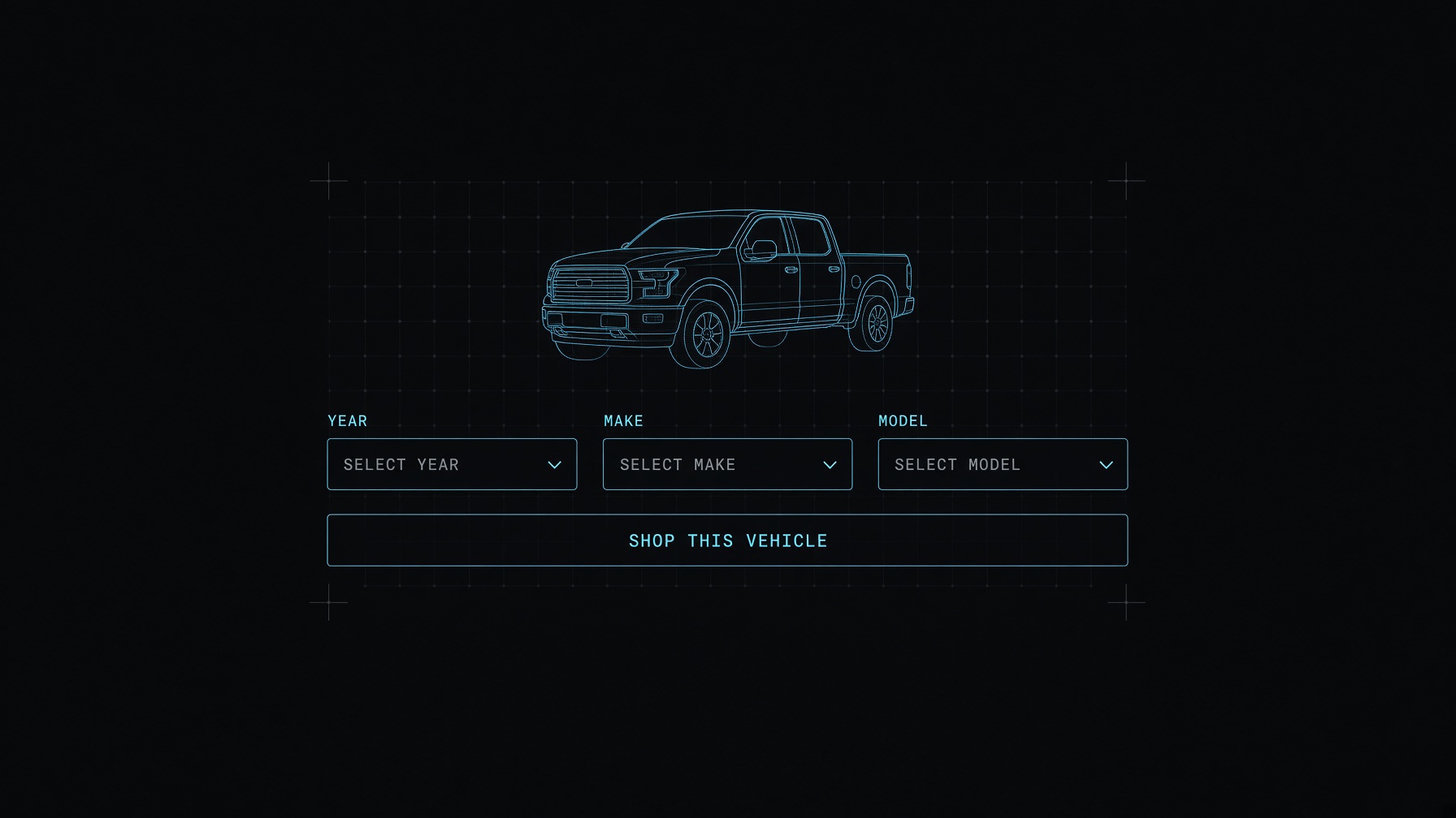Wireframe of year, make, and model search
